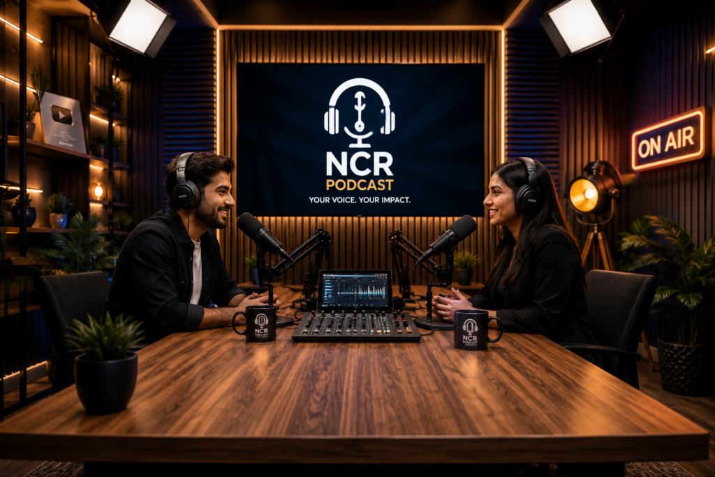 NCR Podcast studio setup in Delhi NCR for professional podcast production